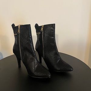 Black Snake Skin Ankle Boots
